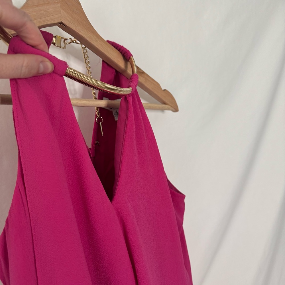 Kensie Snake Chain Pink Asymmetrical Party Dress - Picture 6 of 16